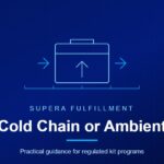 Illustration of a collection kit shipper with a temperature scale, titled Cold Chain or Ambient