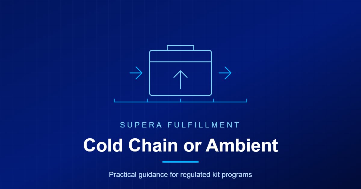 Illustration of a collection kit shipper with a temperature scale, titled Cold Chain or Ambient