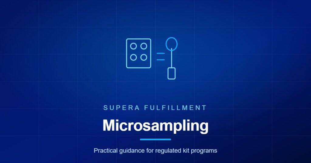 Supera Fulfillment article graphic comparing dried blood spot cards and VAMS microsampling