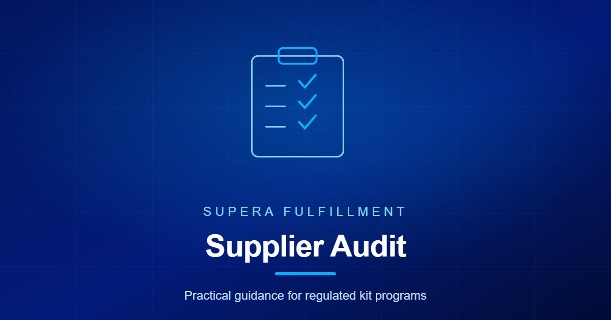 Supera Fulfillment article graphic for specimen kit supplier audit criteria