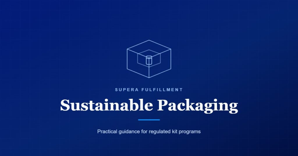 Supera Fulfillment card: Sustainable Packaging, practical guidance for regulated kit programs